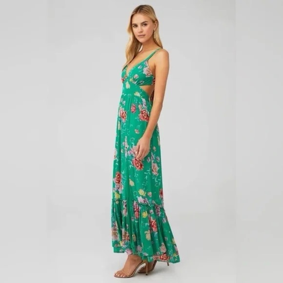 Yumi Kim Tracey Green Floral Maxi Dress Size XS Sold Out  - FLAW - Picture 4 of 16